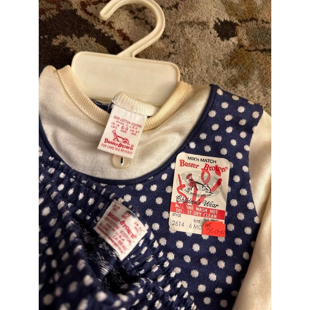 vintage buster brown 6-9 months polka dot flare bottoms nwt